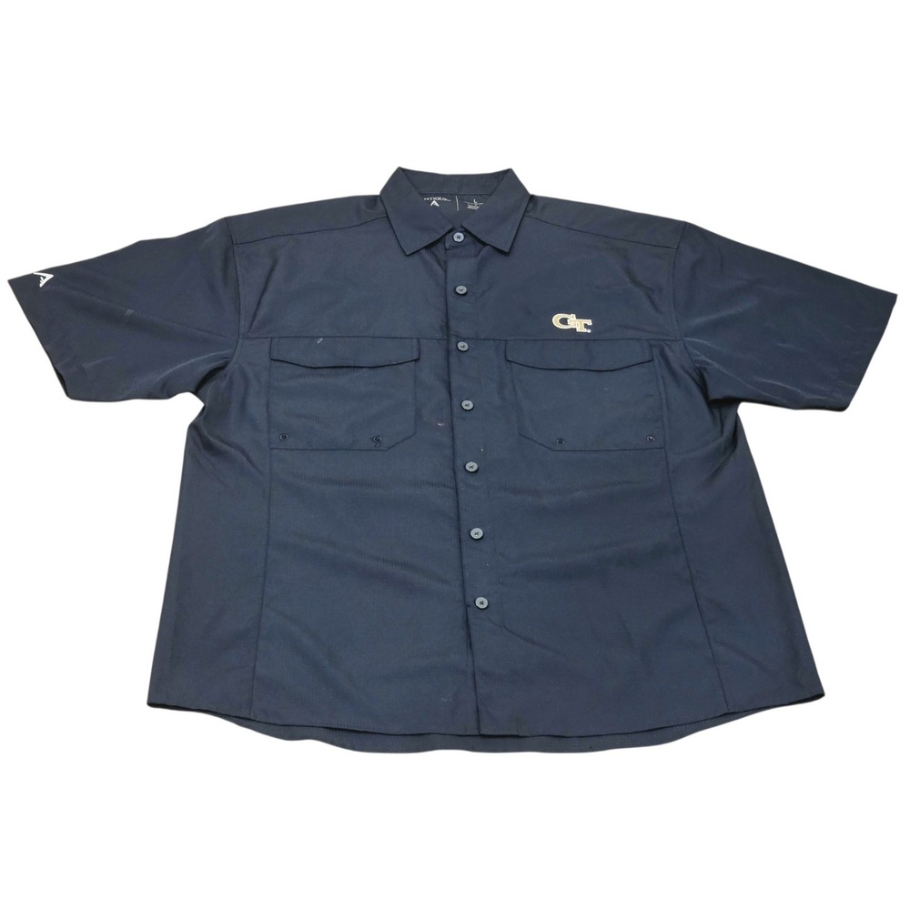 Antigua Georgia Tech Yellow Jackets Shirt Men's L Navy Short Sleeve NCAA GT